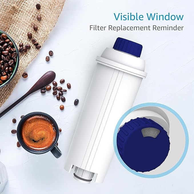 AQUA CREST Coffee Water Filter, Compatible with De'Longhi짰 Filter, DLS C002 De'Longhi짰 Water Filter, ECAM/EPAM/ETAM All Series, EC680, 2 Packs