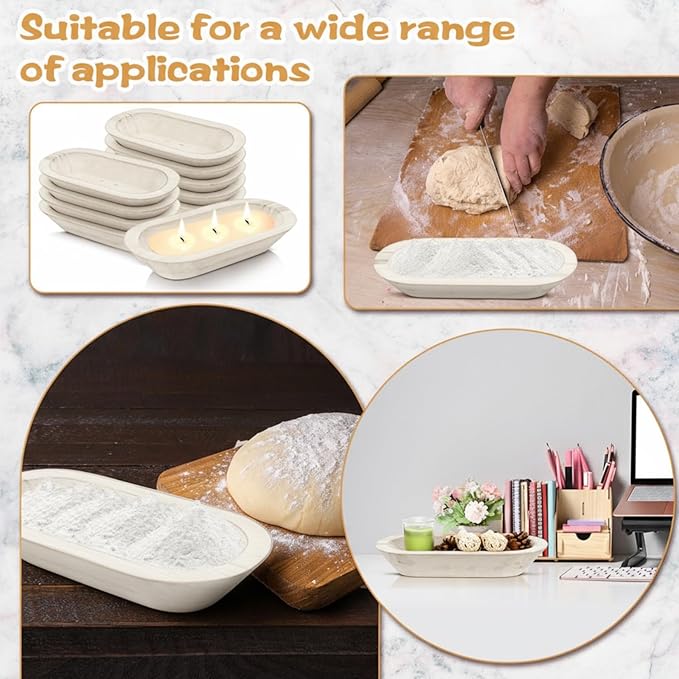 Nuogo 10 Pack Wooden Dough Bowls Bulk 12.5 Inch Rustic Dough Bowls for Wedding DIY Candle Home Crafts Making Farmhouse Fruits Supplies Decoration(White)