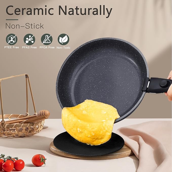 GiPP Ceramic Pots and Pans Set Non Stick, Nonstick Detachable Handle Cookware Sets, Healthy Non Toxic PFAS PFOA & PTFE Free, Dishwasher 竊냀ven Safe, Induction Kitchen Pot and Pan, 15 Piece Grey