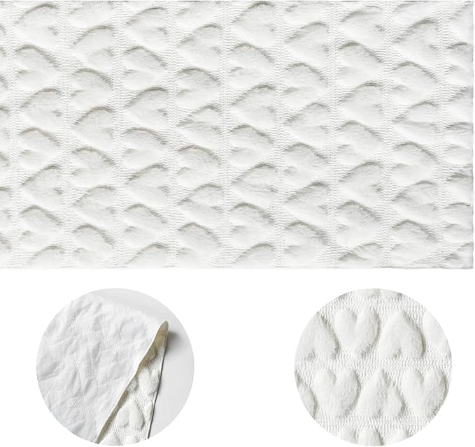 Artoid Mode White Soft Plush Faux Fur Jacquard Heart Valentine's Day Table Runner, Seasonal Kitchen Dining Table Decoration for Home Party Decor 13x108 Inch
