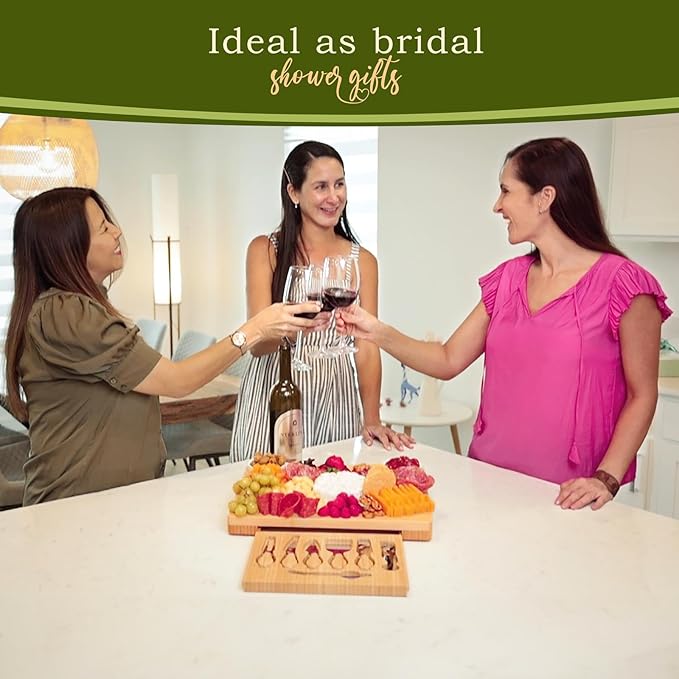 Charcuterie Board and Cheese Board Set with Knives, Bowls, Color Forks & Wine Opener ??Premium Appetizer Platter with Compartments, Eco Friendly Charcuterie Accessories for Stylish Hosts.