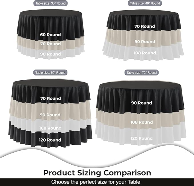 Party Solids 12-Pack White Round Plastic Tablecloth Disposable ??Size: 70 Inches ??Round Plastic Table Cloths for Parties, Picnics & Formal Events