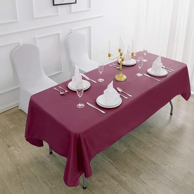 Cupuamon Rectangle Tablecloth 60x102 inch Washable Polyester Fabric Table Cloth for Wedding Party Dining Banquet Decoration（60x102, Burgundy）
