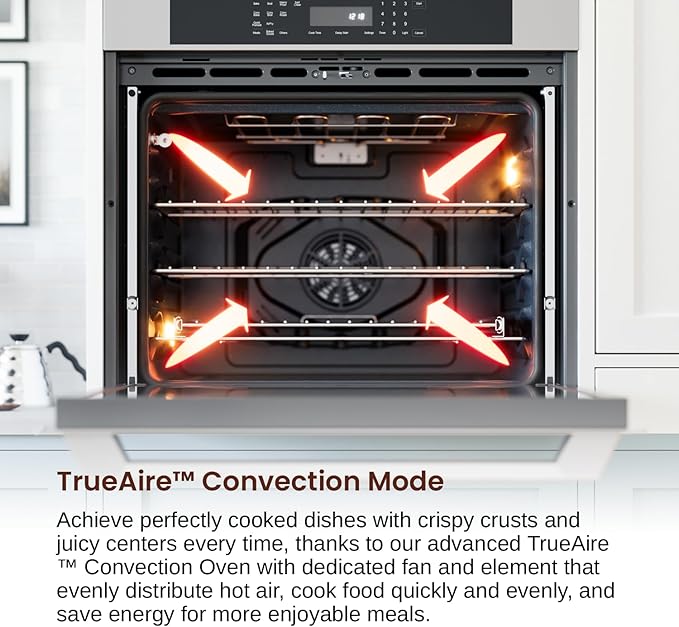 Rangaire RWOS301GS 30" Glass Touch Single Wall Oven - Stainless Steel, Electric Oven, True Convection, Self Cleaning, Easy Reach Racks