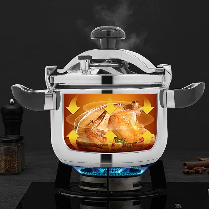 6.35Quart Stainless Steel Pressure Cooker Presto Pressure Canner Secure locking System Pressure Pot Thickened Silicone Ring And Anti-scald Handle Pots and Pans Kitchen Cookware Dishwasher Safe (7L)