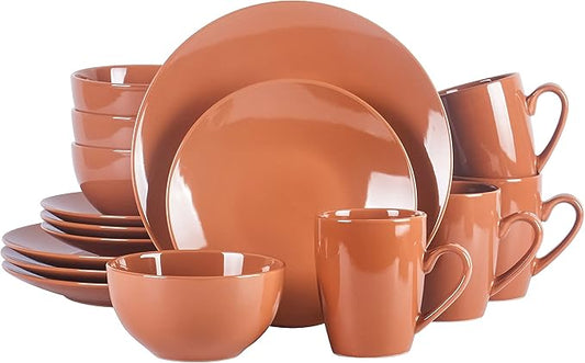 Color Wave Stoneware 16pc Dinnerware Set, Honey Milk