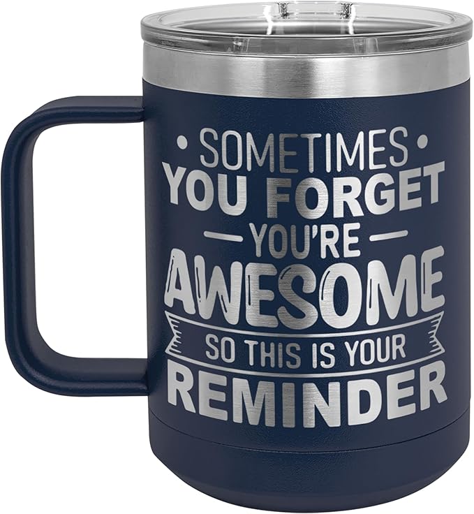 Spotted Dog Company Inspirational Travel Coffee Mug, Inspirational Gifts for Men Dad Father Wife Sister Women, Birthday For Him Her, You?셱e Awesome Tumbler, Teacher Coworker Gifts 15oz Navy Blue