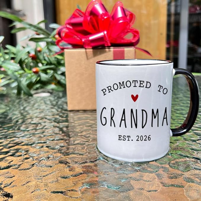 VLUG EST 2026 Promoted to Grandparents Mugs Set Gift for New Grandparents, First Time Grandpa Grandma Mugs Set, Pregnancy Reveal Announcement Mug Gifts, Baby Reveal Publicity Gift