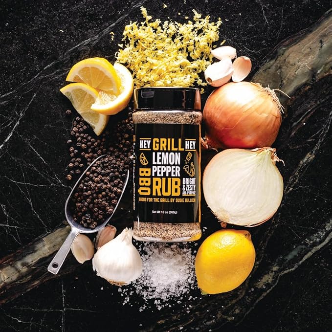 Hey Grill Hey | Lemon Pepper Rub | Chicken Seasoning | Dry Rub for Wings | Fish & Seafood Seasoning, Veggies and More | 13 oz