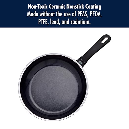 HENCKELS x EMERIL Lagasse Nola 2-pc Nonstick Frying Pan Set, 9.5-inch and 11-inch Frying Pan, Heavy-Gauge Aluminum for Fast, Even Heat Cooking, Made in Italy, Black