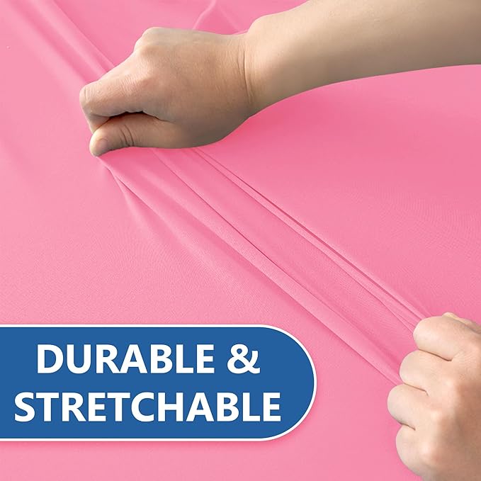 Enjoyidea Spandex Table Cloths for 8 Foot Rectangle Tables-6 Pack Fitted Stretch Pink Table Covers-Elastic Folding Tablecloths for Party, Vendor Booth Display, Banquet Buffet Event, Craft Trade Show