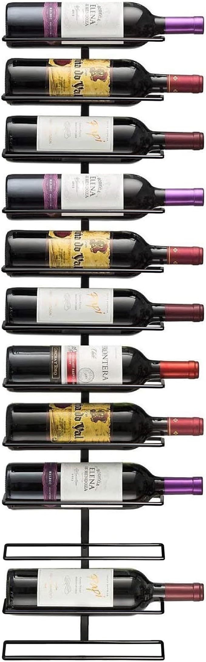 Sorbus Wall Mount Wine Rack ??Holds 12 Bottles ??Black Metal Wine Bottle Holder for Wall, Modern Wine Rack for Home Bar, Kitchen