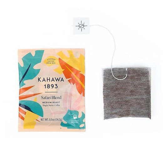 Kahawa 1893 Coffee Bags Medium Roast Safari Blend (12 Coffee Bags) - As Seen on Shark Tank, High Antioxidants, Naturally Sweet, Organically Grown, Ethically & Sustainably Sourced