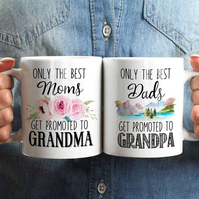 Est 2025 Grandparent Mug Set - Grandma & Grandpa to Be - Pregnancy Reveal & Baby Announcement Gift