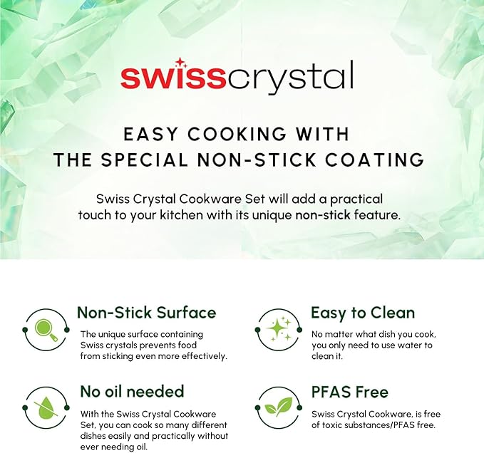 Karaca Swiss Crystal Almond 7-Piece Induction Non-Stick Cookware Set ??Cream, PFAS-Free SwissCrystal Coating