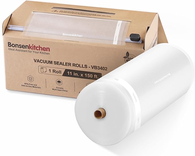[2025 New] Bonsenkitchen 11??x 150??Vacuum Sealer Bags Rolls with Cutter for Food Storage, Commercial Grade, BPA Free, Great for Meal Prep and Sous Vide Cooking