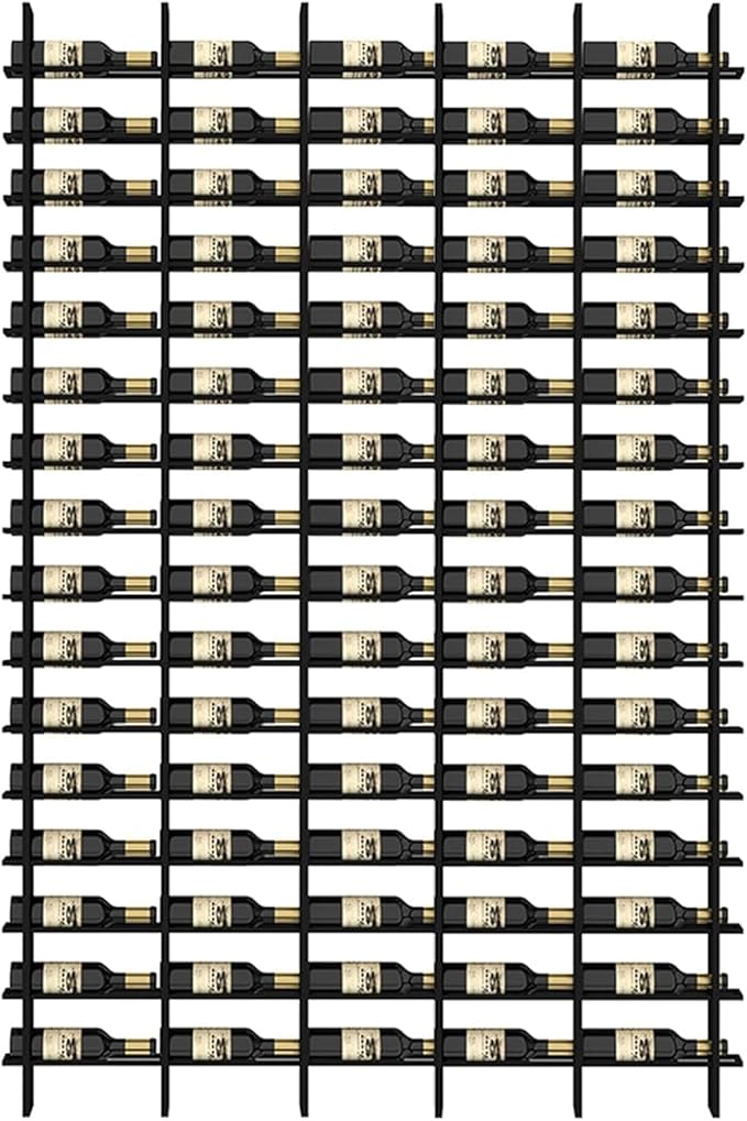 Wall Mounted Wine Rack, H 94.49inch, 16 Rows, Black 80 Bottle Wine Cellar Racks, Metal Wine Bottle Holder for Home Bar, Wine Kitchen Storage (Black, 5 Columns竊?0 Bottles竊?