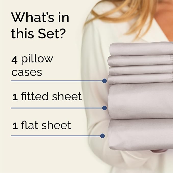 Cal King 6 Piece Sheet Set - Cooling and Breathable Bed Sheets - Hotel Luxury Bed Sheets for Women, Men, Kids and Teens - Deep Pockets - Easy Fit - Soft and Wrinkle Free - Cal King Denim Blue Sheets