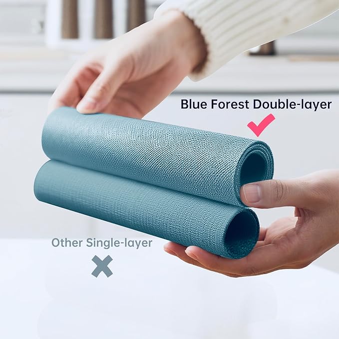 Blue Forest | Rectangular Faux Linen Placemats Set of 8 | Dual- Layered Thickened for Durability | Heat Resistant | Machine Washable | Wrinkle Free for Easy Care Indoor/Outdoor Use - Sky Blue