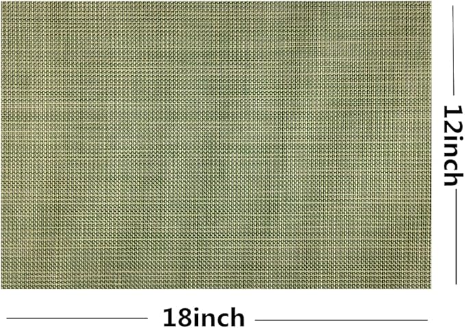 WAZAIGUR Placemats Easy to Clean Crisscross Woven Vinyl Place Mats Indoor Dining Durable Non-Slip Heat Resistant Table Mats for Kitchen Table Set of 4,Green and Yellow