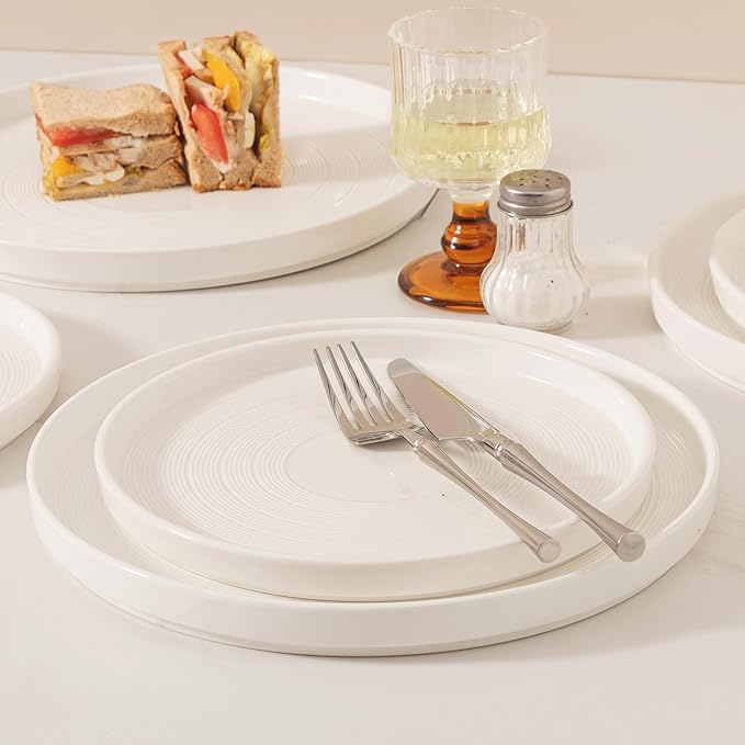 Dinnerware sets plates and bowls sets modern plates,Ceramic Dinnerware Sets,12 Pieces Porcelain Lightweight Plates,Scratch Resistant Dish Set (style - 10, 4 - Set (12pcs))