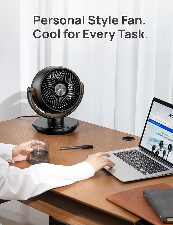 Dreo Fan for Bedroom, Desk Air Circulator Fan with Remote, 11 Inch Table Fans for Whole Room, 60ft Powerful Airflow, 120째 Vertical Manual +90째 Oscillating, 4 Speeds, 8H Timer, Quiet Fan, Home