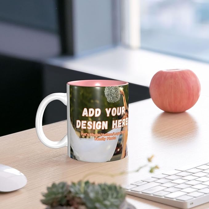 Custom Color Mugs with Partial or Full-Size Printing Customizable Photos and Text Coffee Mugs Creative Multicolor Designs Image (Full-Width, Pink)
