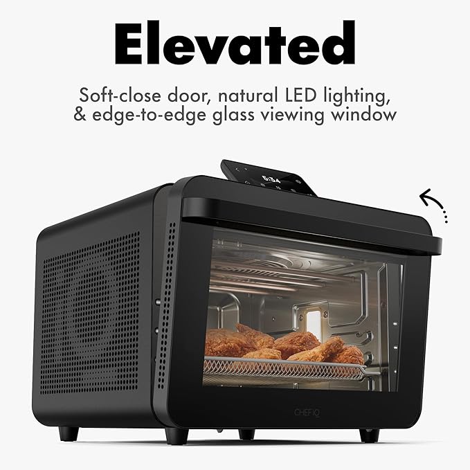 CHEF iQ MiniOven Smart Toaster Oven Air Fryer Combo, 11-in-1 Countertop Convection Oven, Bake, Broil, Air Fry, Broil, Dehydrate, 1750W, 25 Qt Capacity, Fast Cooking with Touchscreen Controls ??Black