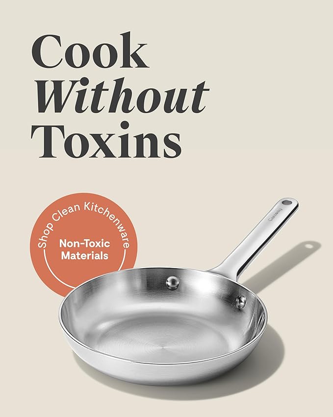 Caraway Stainless Steel Mini Fry Pan - 8 Inch Stainless Steel Frying Pan ??Oven Safe & Compatible with All Stovetops ??Non Toxic, PTFE & PFOA Free