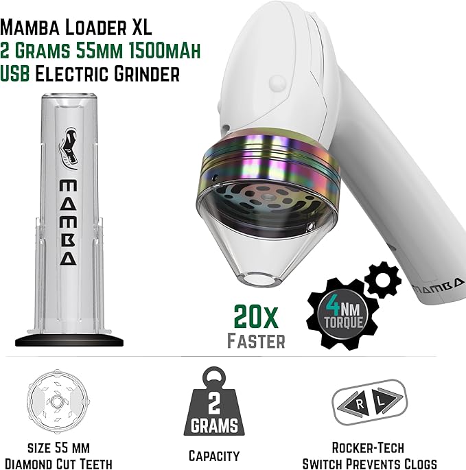 Mamba Grinders Electric Spice Grinder for the Kitchen. Easy to Use USB Rechargeable Grinder, 2g White