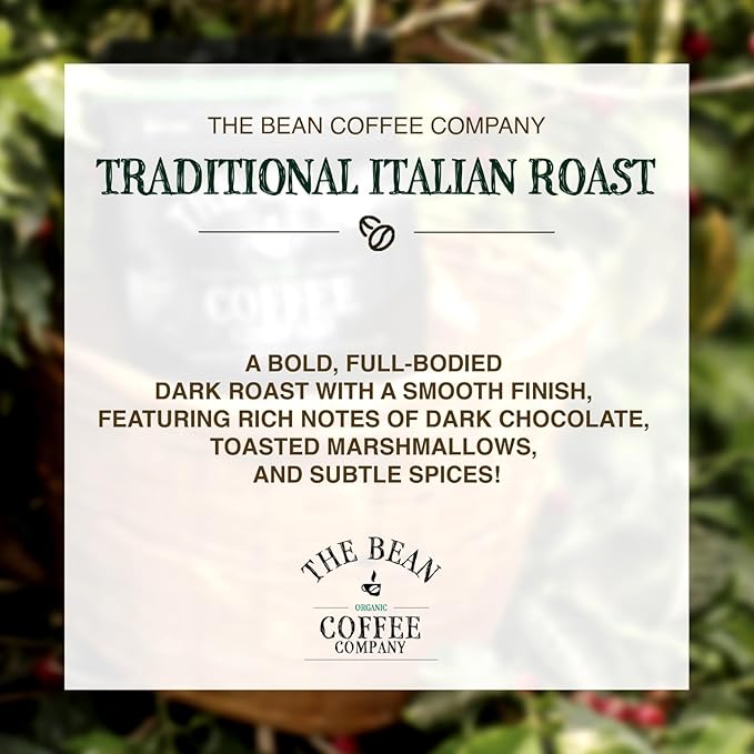 The Bean Organic Coffee Company Il Chicco (Traditional Italian Roast), Dark Roast, Ground Coffee, 5-Pound Bag,Caf챕 molido tostado organico