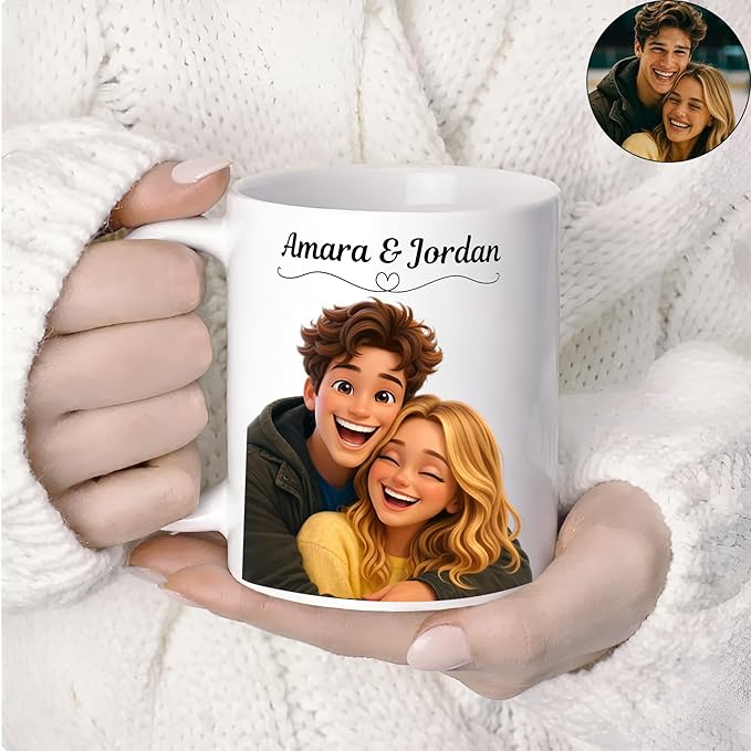 Custom Photo Coffee Mugs, Personalized Cartoon Portrait Mug From Photo, Personalized Mugs Couple With Multiple Styles Colors, Gifts Valentine Wedding Birthday Husband, Her, Him, Women