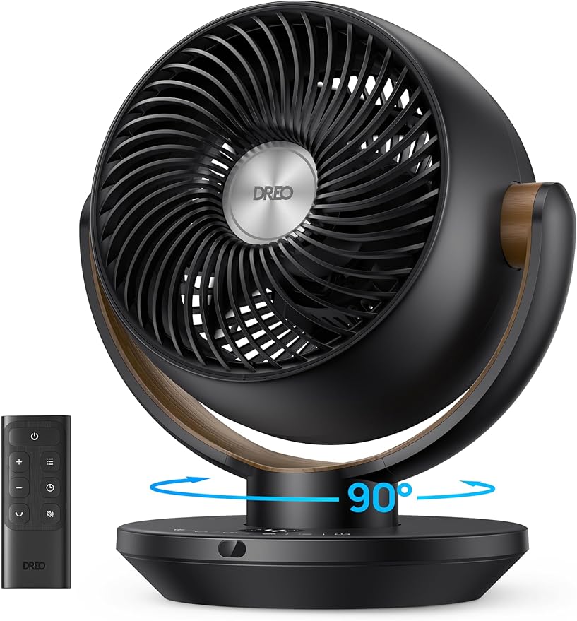 Dreo Fan for Bedroom, Desk Air Circulator Fan with Remote, 11 Inch Table Fans for Whole Room, 60ft Powerful Airflow, 120째 Vertical Manual +90째 Oscillating, 4 Speeds, 8H Timer, Quiet Fan, Home