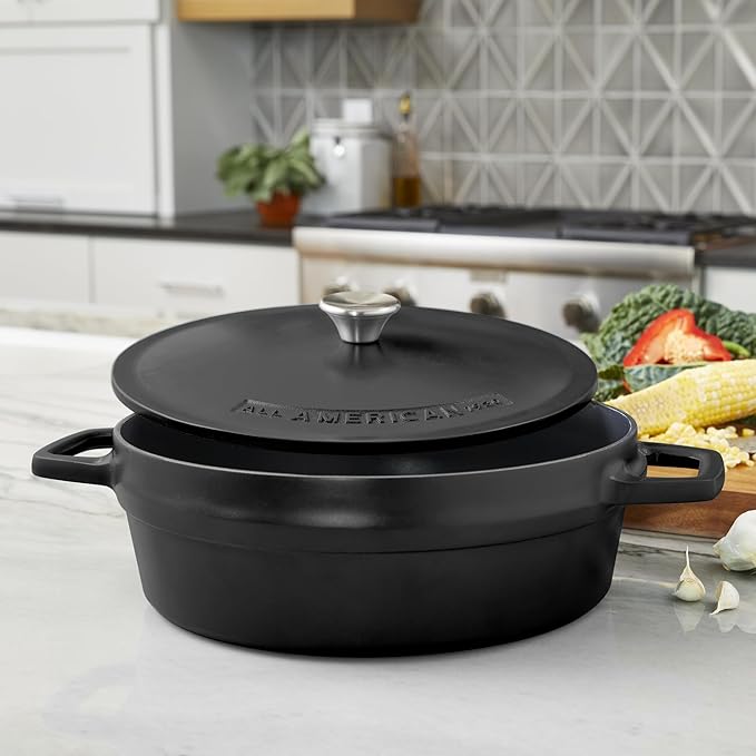 All American 1930 - Dutch Oven - The Saucier Set, Black Onyx - 5.5qt Capacity - Perfect for Sauces, Soups & Simmering - Non Stick & PFAS Free - Made in the USA