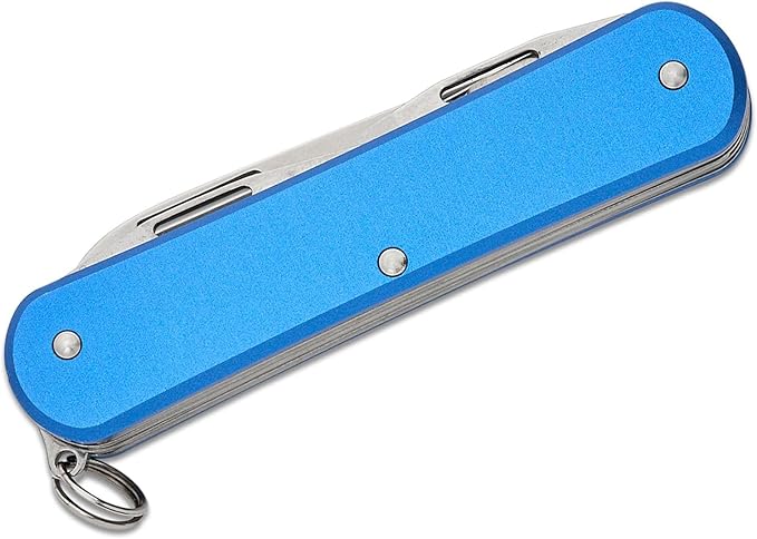 Fox Knives Vulpis FX-VP130-F4 Slipjoint Folding Knife 4-in-1 Multitool 2.17in Blade, Bottle Opener, Can Opener, Flat Head Screwdriver, Scissors - Compact Versatile Minimalist Pocket Knife (Sky Blue)
