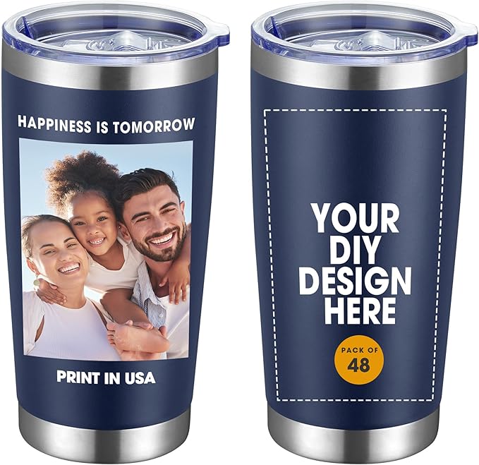 SMLIXE Personalized Coffee Tumbler Print in USA 20oz Stainless Steel Double Wall Insulated Coffee Cup With Text Photo Logo