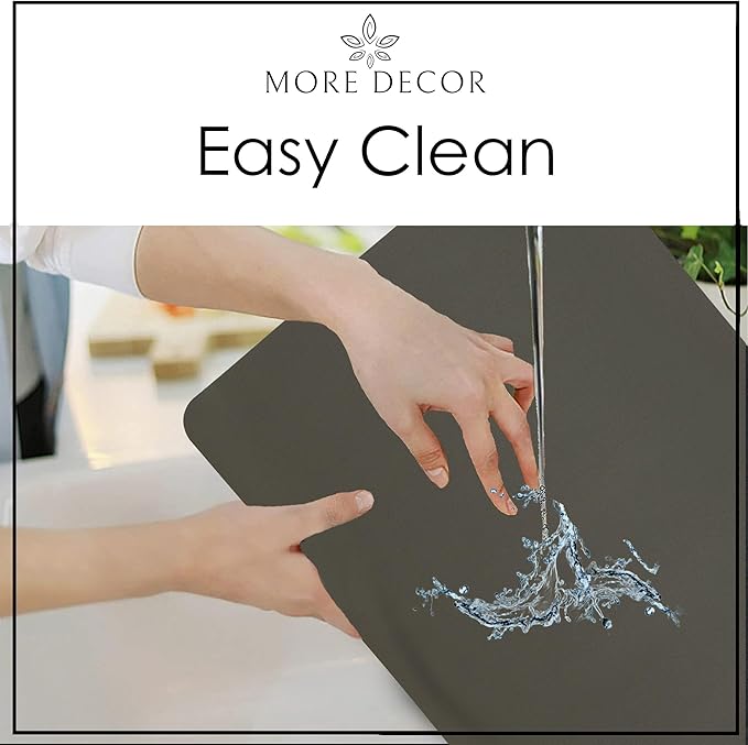 More D챕cor Faux Leather Placemats Set of 4 for Dining Table ??Waterproof, Wipeable, Washable, Stain & Heat Resistant, Non-Slip Table Mats ??12 X 17 Inch, (Solid Dark Grey, 4)