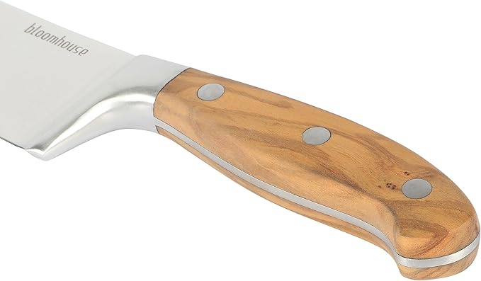 Bloomhouse - Two Time Oprah's Favorite Things Winner - 8-Inch Chef Knife ??German Stainless Steel Blade with Forged Italian Olive Wood Handle, Full Tang Kitchen Knife for Slicing, Dicing & Chopping