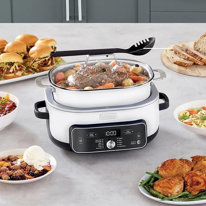 Ninja Foodi PossibleCooker PRO MC1000 8.5Qt Multicooker 8 in 1 Slow Cooker,Warmer, Glass Lid, Integrated Spoon, Nonstick (WHITE)