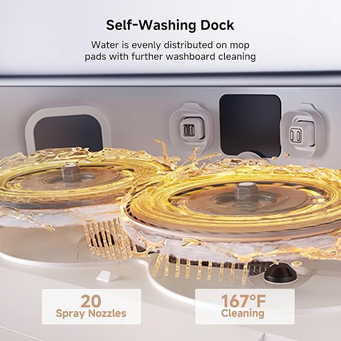 Mova P50 Pro Ultra Robot Vacuum and Mop, 19,000Pa Suction with Anti-Tangle Brush, Removable & Liftable Mop for Carpet & Floor, 167??Mop & Washboard Self Drying & Cleaning, Auto Empty & Refill