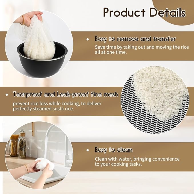 4 Pcs Rice Net, 43.3"×39.4" Sushi Rice Cooking Net,Non-Stick Rice Cooker Napkin,Reusable Home or Commercial Rice Net Napkin,Cooking Steam Cloth,Bamboo Steamer Mat Cloth