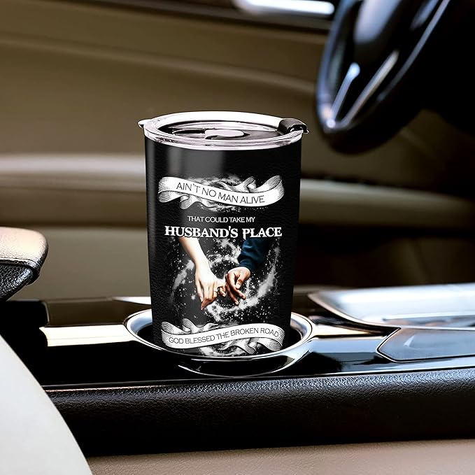 WAZONE Personalized Name Tumbler Cup Custom Ain't No Man Alive That Could Take My Husband's Place Gift For Couple Valentines Day Christmas Anniversary Double Wall Insulated 20 30oz Stainless