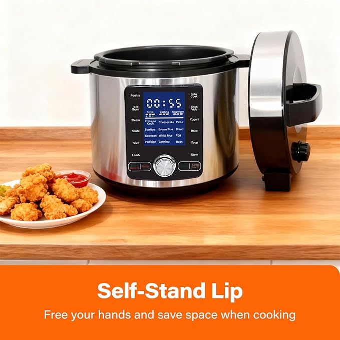 NEWBULIG 8.5 Quart Electric Pressure Cooker, Stainless Steel Multi Cooker Pressure, 24-in-1 Slow Cooker for Rice, Meat Stew, Porridge, Multigrain, Soup, Bean, Bake, Steam, Yogurt Maker