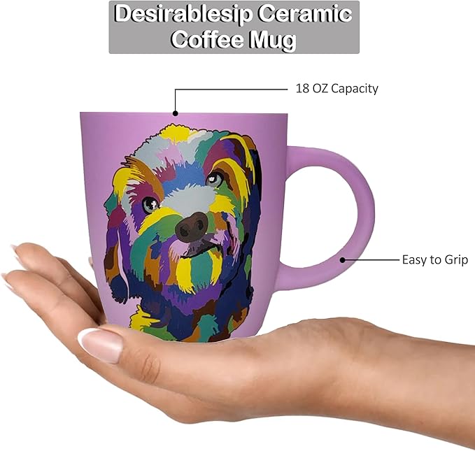 Soft Touch Shih-Tzu Purple Mug - 18 Oz Coffee Mug with Beautiful Box - Tea Ceramic Travel Mug for Adults - Unique Coffee Cup - Best Shih Tzu Gifts for Dog Lovers