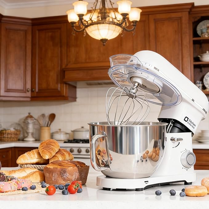 Kitchen in the box Stand Mixer - 8.5 Quart Electric Kitchen Standing Mixer 900 Watt for Heavy Bread Dough,Baking,Cake,Cream & Batters,Tilt Head Design (Cream White)