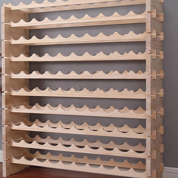 Wine Rack Cabinet Freestanding for Floor Wooden Stackable Storage Modular countertop Wood Wine Holder (120bottle)