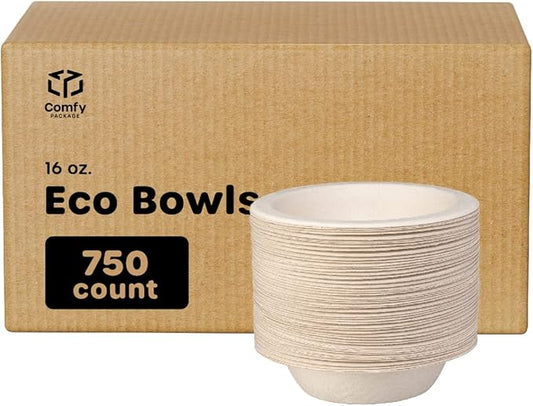 GUSTO [Case of 750 16 oz Heavy-Duty 100% Compostable Kraft Paper Soup Bowls ??Eco-Friendly Disposable Sugarcane (Formerly Comfy Package)