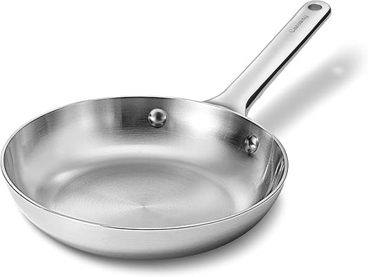 Caraway Stainless Steel Mini Fry Pan - 8 Inch Stainless Steel Frying Pan ??Oven Safe & Compatible with All Stovetops ??Non Toxic, PTFE & PFOA Free