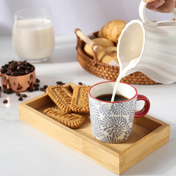 Selamica Ceramic Espresso Cups Set of 4, 5 Oz Espresso Mugs Porcelain Cappuccino Cups, Demitasse Cups for Coffee Latte Lungo Tea, Assorted Colors