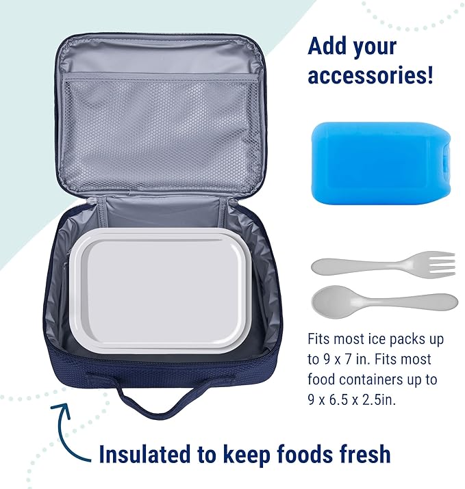 Wildkin Kids Insulated Lunch Box ??Durable and Reusable for School & Travel - Rip-Stop Blue